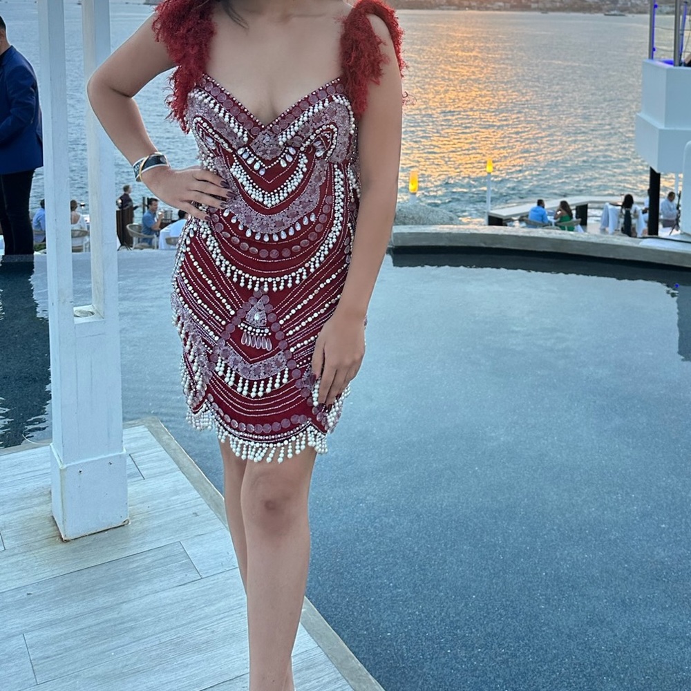 ASOS red jeweled heavy dress. Perfect for main character vibes. Worn once
